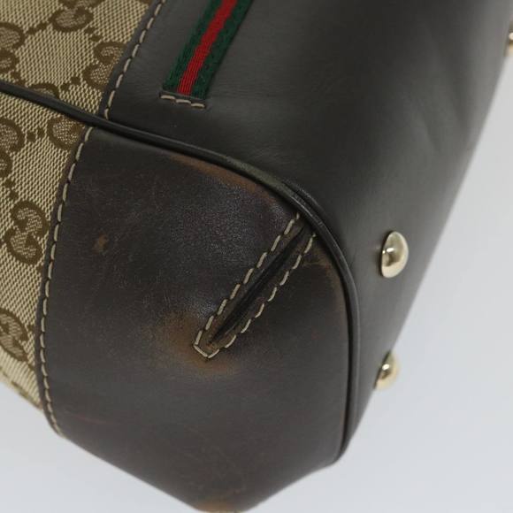 GUCCI GG Canvas Web Sherry Line Hand Bag Beige Red Green 269894 Auth 58043 - Picture 9 of 16